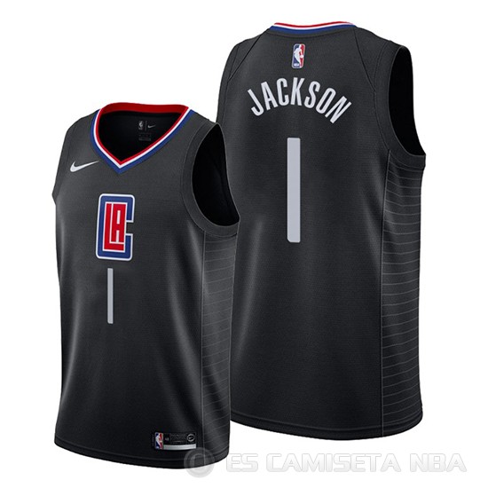 Camiseta Reggie Jackson #1 Los Angeles Clippers Statement 2019-20 Negro - Haga un click en la imagen para cerrar